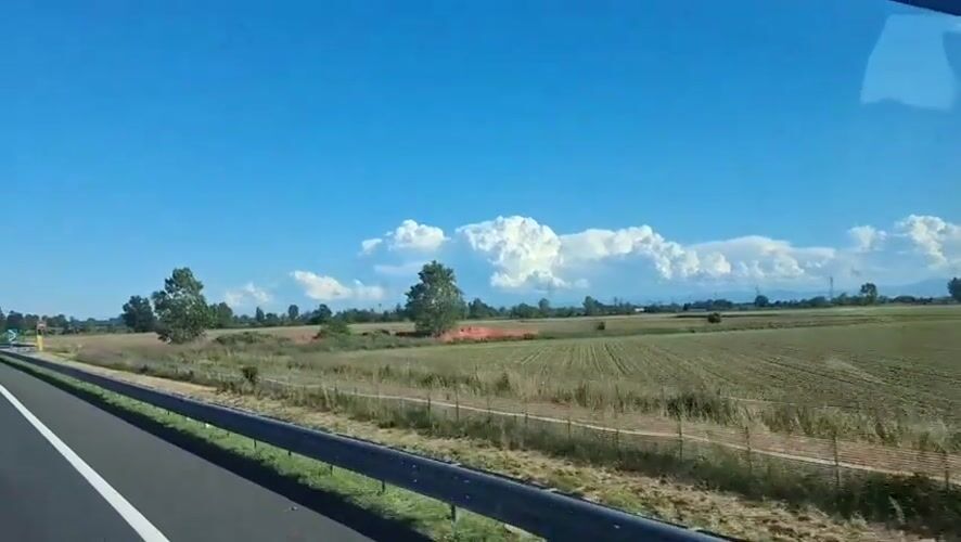 Sunny highway view captured near Lodi Vecchio, Italy