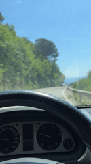 Driver navigates winding mountain road in Montenegro countryside