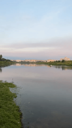 Twilight along the Dnieper River in Mahilyow, Belarus
