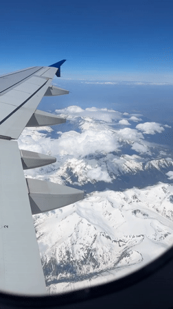 Passenger documents aerial wing views during Greece flight