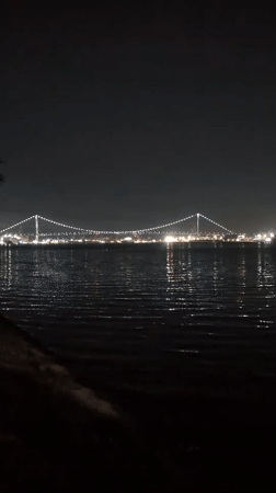 Nighttime port activity and fireworks captured in Ulsan, South Korea