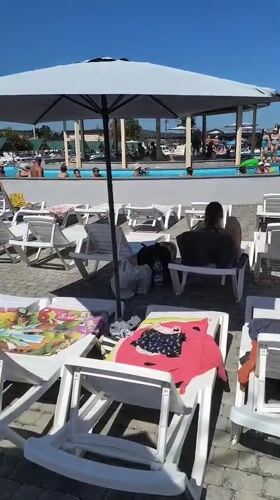 Summer day at a lakeside resort in Solotvyno, Ukraine