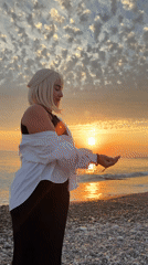 Golden hour on a pebble beach, from every angle
