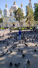 Everyday life captured around Almaty's cathedral and war memorials