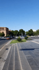 Sunny morning in Yerevan's city center plazas