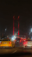 Rainy Night Traffic Documented Around Istanbul Airport and Bosphorus