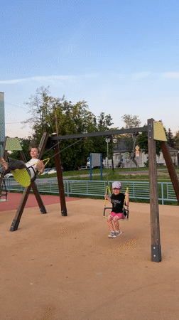 Families enjoy afternoon playground activities in Klin, Russia