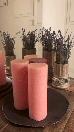Candles, flowers, and curated décor details in Riga