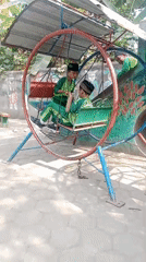 School kids and street vendors fill a quiet Indonesian neighborhood morning