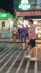 Patong Beach nightlife district bustling with typical Saturday evening crowds