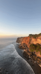Rocky Bali clifftop with ocean views at golden hour