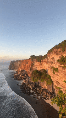 Rocky Bali clifftop with ocean views at golden hour