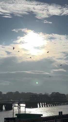 Coastal scenes with sun halo captured in East Suffolk