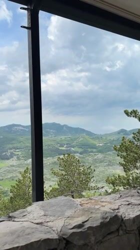 Mountain landscape observed from indoors in Mali Bostur, Montenegro