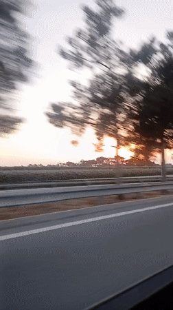 Highway drive through Azerbaijan at golden hour