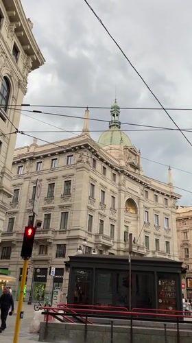 Milan street scene documented under overcast afternoon sky