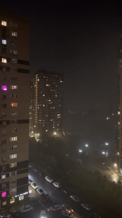 Thunderstorm with lightning strikes Novoalexandrovka, Russia