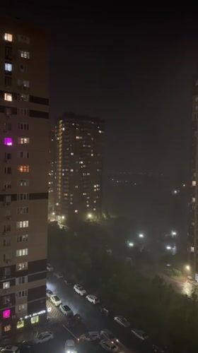 Thunderstorm with lightning strikes Novoalexandrovka, Russia