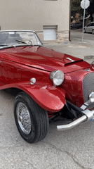 Red vintage convertible spotted parked in Pleven, Bulgaria