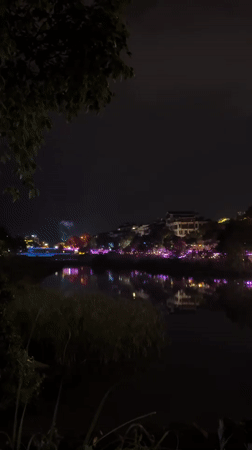 Evening light festival documented across Wulingyuan's tunnels and waterways