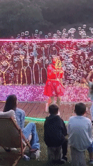 Family gathering with bubble play, entertainment in Bukovik park