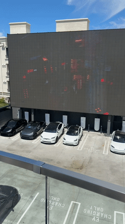 Tesla charging station with digital display documented in West Hollywood