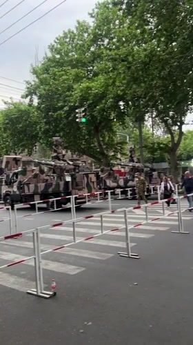 Military convoy causes traffic jam in central Yerevan