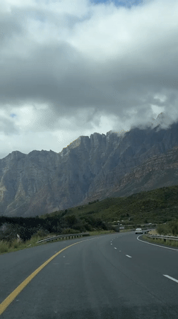 Scenic drive documented through Drakenstein mountains, South Africa