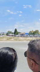 Crowd gathers at Septemvri roundabout near gas station