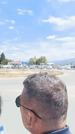 Crowd gathers at Septemvri roundabout near gas station