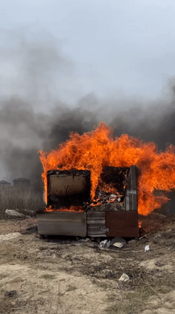 Furniture fires reported in open field near Kaspiysk