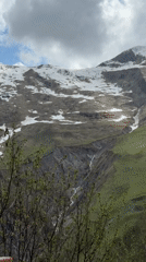 Snow-capped mountain range documented in Georgia's countryside