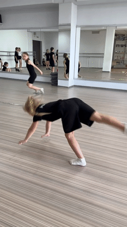 Young ballet students practice gymnastics in Votkinsk dance studio