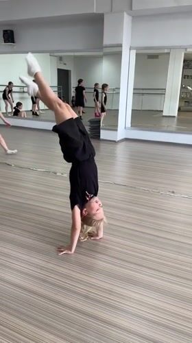 Young ballet students practice gymnastics in Votkinsk dance studio