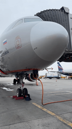 Aeroflot aircraft serviced at Moscow area airport