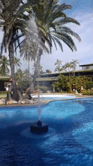 Resort pool gathering captured in Porlamar, Venezuela