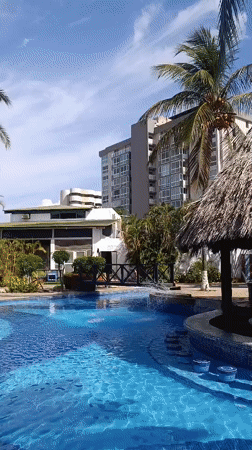 Resort pool gathering captured in Porlamar, Venezuela