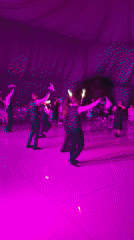 Sparklers and dancing at a formal celebration in Moldova