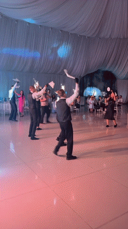 Sparklers and dancing at a formal celebration in Moldova