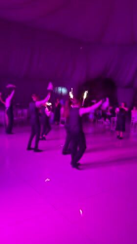Sparklers and dancing at a formal celebration in Moldova