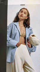 Moscow studio fashion shoot, white wardrobe, crew in background