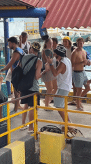 Tourist documents Indonesian ferry journey and vacation activities