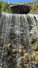 Morning scenes captured: waterfall and bronze eagle statue in Budapest