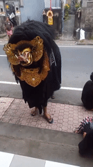 Barong costume and street life in Blahbatuh, Bali