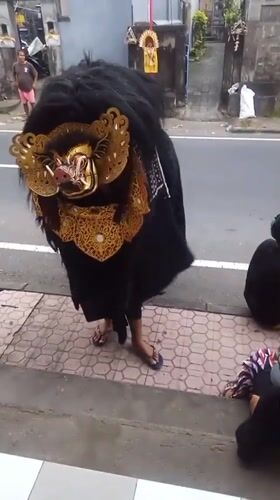 Barong costume and street life in Blahbatuh, Bali