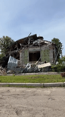 Building damage documented in Zolochiv, Ukraine