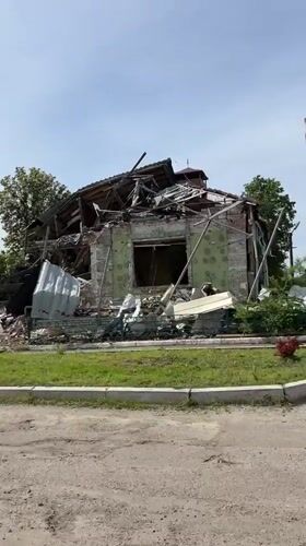 Building damage documented in Zolochiv, Ukraine
