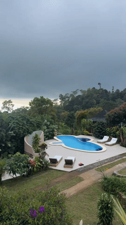 Swimming pool with unique design filmed in Banjar, Indonesia