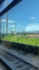 Passing through a Linz train yard, inside and out