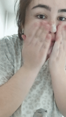 Woman's morning routine documented in Noviy, Russia